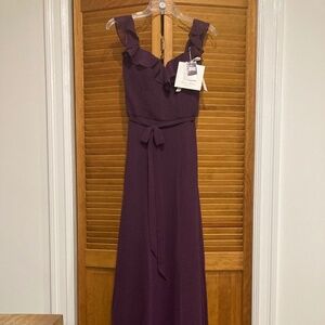 New (tags still on), never been worn, floor length chiffon eggplant purple dress